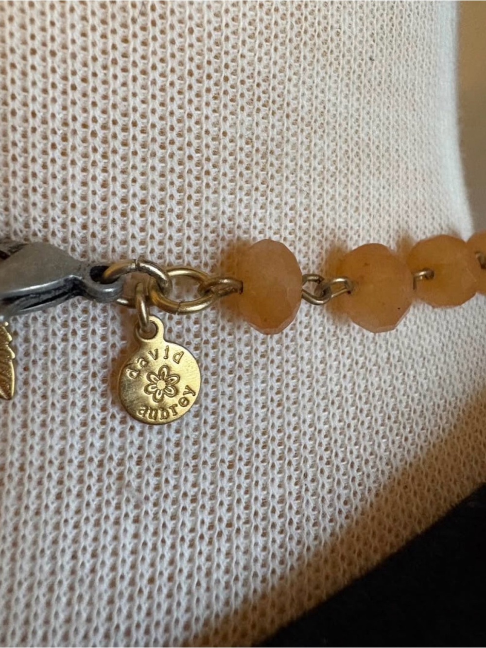 David Aubrey Handcrafted Orange Bead Necklace with Coral Pendant - Picture 3 of 3